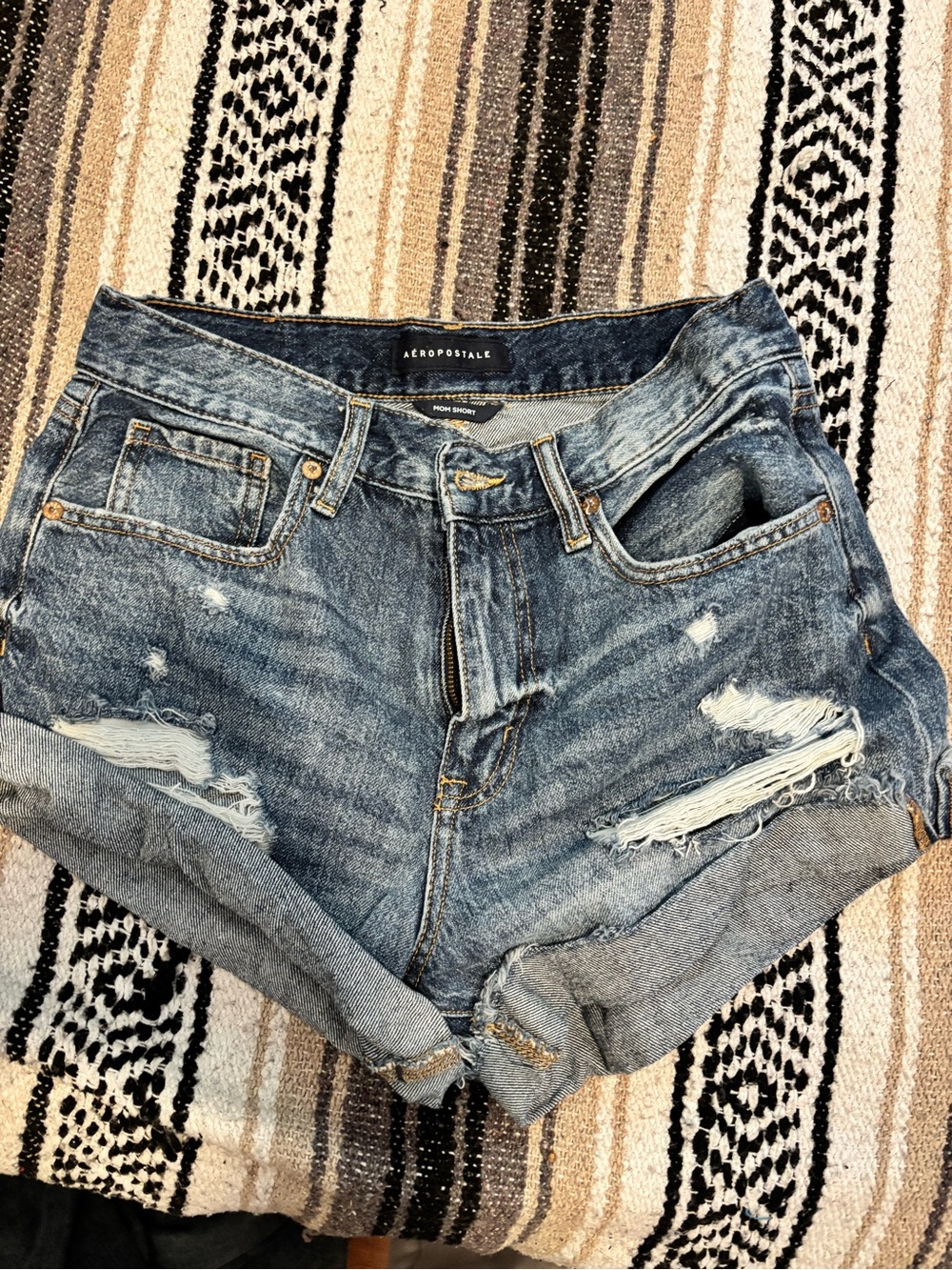 Aeropostale Distressed Blue Denim Jean Shorts